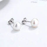Freshwater Pearl Stud Earrings Real 925 Sterling Sliver Cultured Pearl for Women