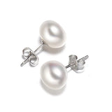 Freshwater Pearl Stud Earrings Real 925 Sterling Sliver Cultured Pearl for Women