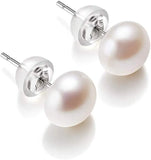 Freshwater Pearl Stud Earrings 925 Sterling Silver Cultured Pearl for Women