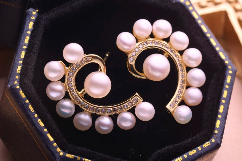 Freshwater Pearl Stud Earrings Women Cultured Pearl Jewelry