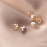 Freshwater Pearl Stud Earrings 925 Sterling Silver Jewelry Gift