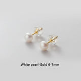 Freshwater Pearl Stud Earrings 925 Sterling Silver Jewelry Gift