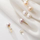 Freshwater Pearl Stud Earrings 925 Sterling Silver Jewelry Gift