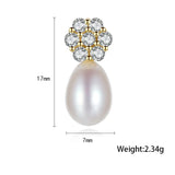 Freshwater Pearl Stud Earrings Sterling Silver Zircon Flower Jewelry