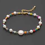 Freshwater Pearl Crystal Beaded Anklet for Women Girl