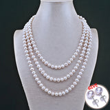 Layered Freshwater Pearl Sweater Chain Necklace 8-9mm