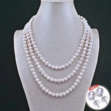 Layered Freshwater Pearl Sweater Chain Necklace 8-9mm