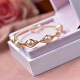 Freshwater Pearl Bracelet 14K Filled Charm Bangle