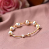 Freshwater Pearl Bracelet 14K Filled Charm Bangle