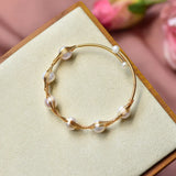 Freshwater Pearl Bracelet 14K Filled Charm Bangle