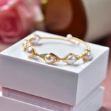 Freshwater Pearl Bracelet 14K Filled Charm Bangle