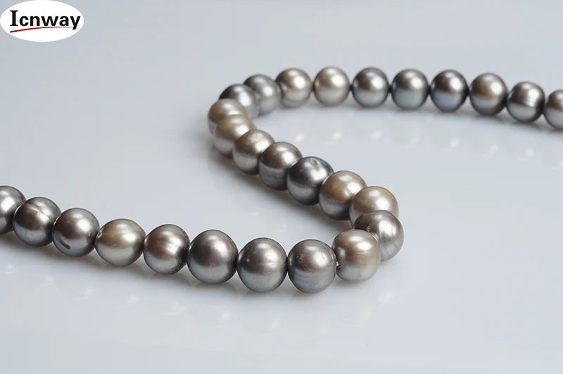 Gray Freshwater Pearl 10-11mm Round 15in DIY Jewelry Making