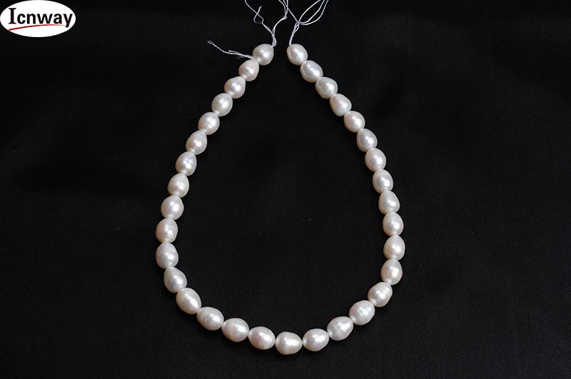 Gray 10-11mm Rice Freshwater Pearl Beads 15in DIY Necklace Bracelet Earring