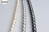 Gray 10-11mm Rice Freshwater Pearl Beads 15in DIY Necklace Bracelet Earring