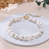 Baroque Shape Freshwater Pearl Bracelet with S925 Silver Chain