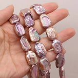 Natural Freshwater Pearls Beads Irregular Purple Square Shape Loose Beaded