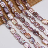 Natural Freshwater Pearls Beads Irregular Purple Square Shape Loose Beaded