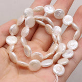 Natural Freshwater Pearls Beads Irregular Button Shape Loose Beaded