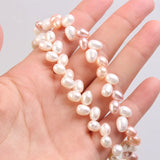 Freshwater Pearls Beads Luster Rice Pink Champagne Loose Bead DIY Jewelry