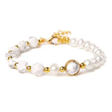Freshwater Pearl Crystal Amethysts Charm Bracelet