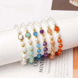 Freshwater Pearl Crystal Amethysts Charm Bracelet