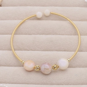 Freshwater Pearls Bracelet Brass Ring Irregular Charm Bracelet Men Women
