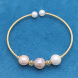 Freshwater Pearls Bracelet Brass Ring Irregular Charm Bracelet Men Women