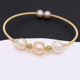 Freshwater Pearls Bracelet Brass Ring Irregular Charm Bracelet Men Women