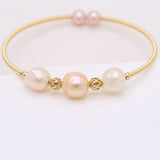 Freshwater Pearls Bracelet Brass Ring Irregular Charm Bracelet Men Women