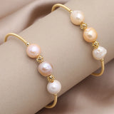 Freshwater Pearls Bracelet Brass Ring Irregular Charm Bracelet Men Women