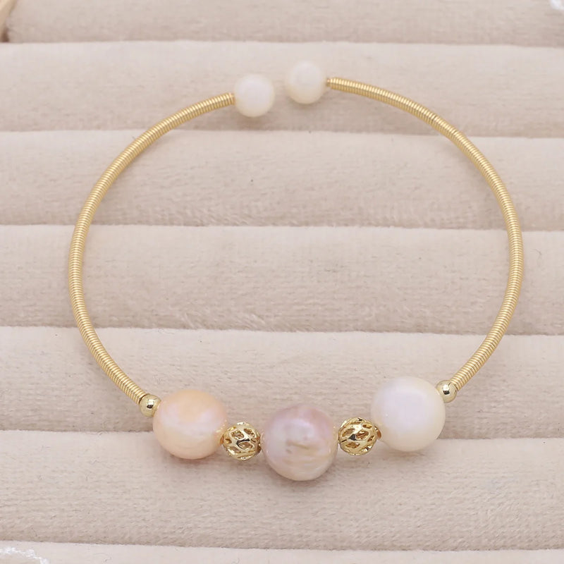 Freshwater Pearl Bracelet with Irregular Shape Charm - Men Women Jewelry