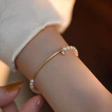Freshwater Pearls Bracelet Personalized Filled Bangles Vintage Jewelry