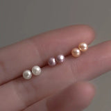 5-6mm Freshwater Pearl Round Stud Earrings 925 Sterling Silver
