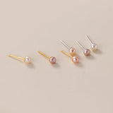 5-6mm Freshwater Pearl Round Stud Earrings 925 Sterling Silver