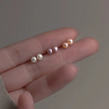 5-6mm Freshwater Pearl Round Stud Earrings 925 Sterling Silver