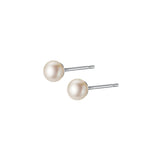 5-6mm Freshwater Pearl Round Stud Earrings 925 Sterling Silver