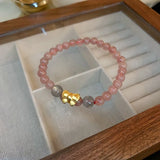 Freshwater Pearl & Cat's Eye Stone Heart Charm Bracelet