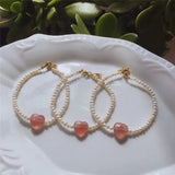 Freshwater Pearls Crystal Bracelet for Women Girls Wedding Party