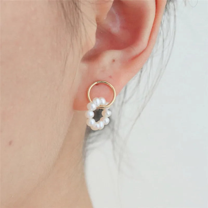 Natural Freshwater Pearls Earrings 14K Filled Boho Vintage Jewelry