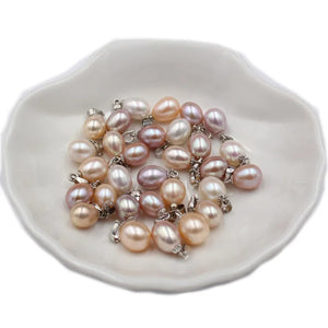 Freshwater Pearls Necklace Charm Oval Pendant 8-10mm 2PCS DIY Drop Earrings