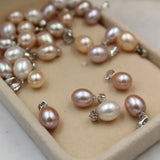 Freshwater Pearls Necklace Charm Oval Pendant 8-10mm 2PCS DIY Drop Earrings