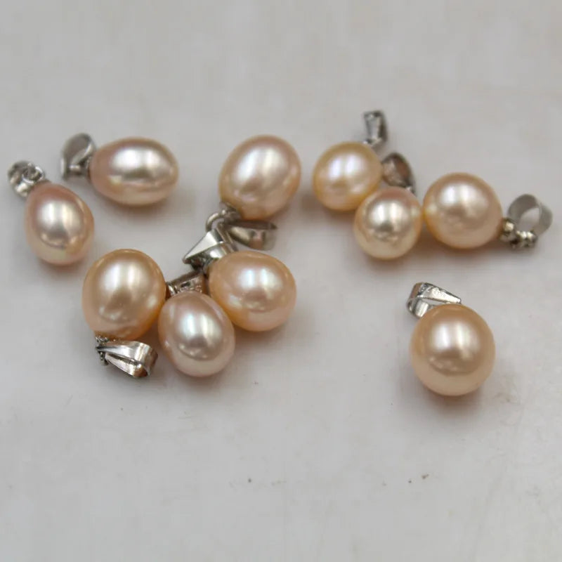 Freshwater Pearls Necklace Charm Oval Pendant 8-10mm 2PCS DIY Drop Earrings