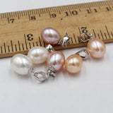 Freshwater Pearls Necklace Charm Oval Pendant 8-10mm 2PCS DIY Drop Earrings