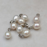 Freshwater Pearls Necklace Charm Oval Pendant 8-10mm 2PCS DIY Drop Earrings