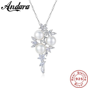 Freshwater Pearls Pendant Necklace Real 925 Sterling Silver Fine Jewelry