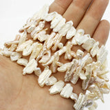 Natural Freshwater Pearls 6-8mm Long Strip Jewelry Beads DIY Necklace Bracelet