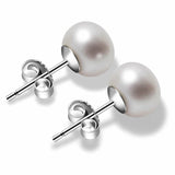 Freshwater Pearls Stud Earrings 925 Sterling Silver Round Earring Jewelry
