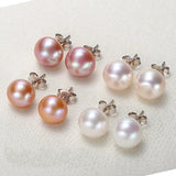 Freshwater Pearls Stud Earrings 925 Sterling Silver Round Earring Jewelry