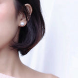 Freshwater Pearls Stud Earrings 925 Sterling Silver Round Earring Jewelry