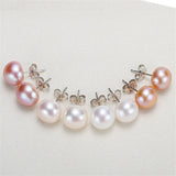 Freshwater Pearls Stud Earrings 925 Sterling Silver Round Earring Jewelry